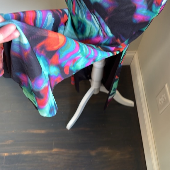 ZARA Marble Print Tulle SHOULDER PAD MIDI Dress NWT - Picture 7 of 11